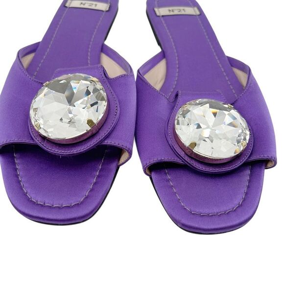 N°21 Purple Sandal Slide Crystal Accent Slippers Size 11 - Picture 8 of 12